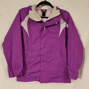 The North Face Girls Youth Hyvent Jacket Size L Large Pink‎ Hooded Windbreaker